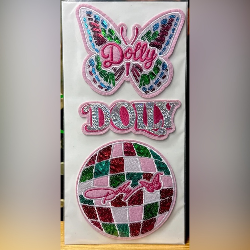 Dolly Parton Sequin Patch Set - Pink, Green, Red